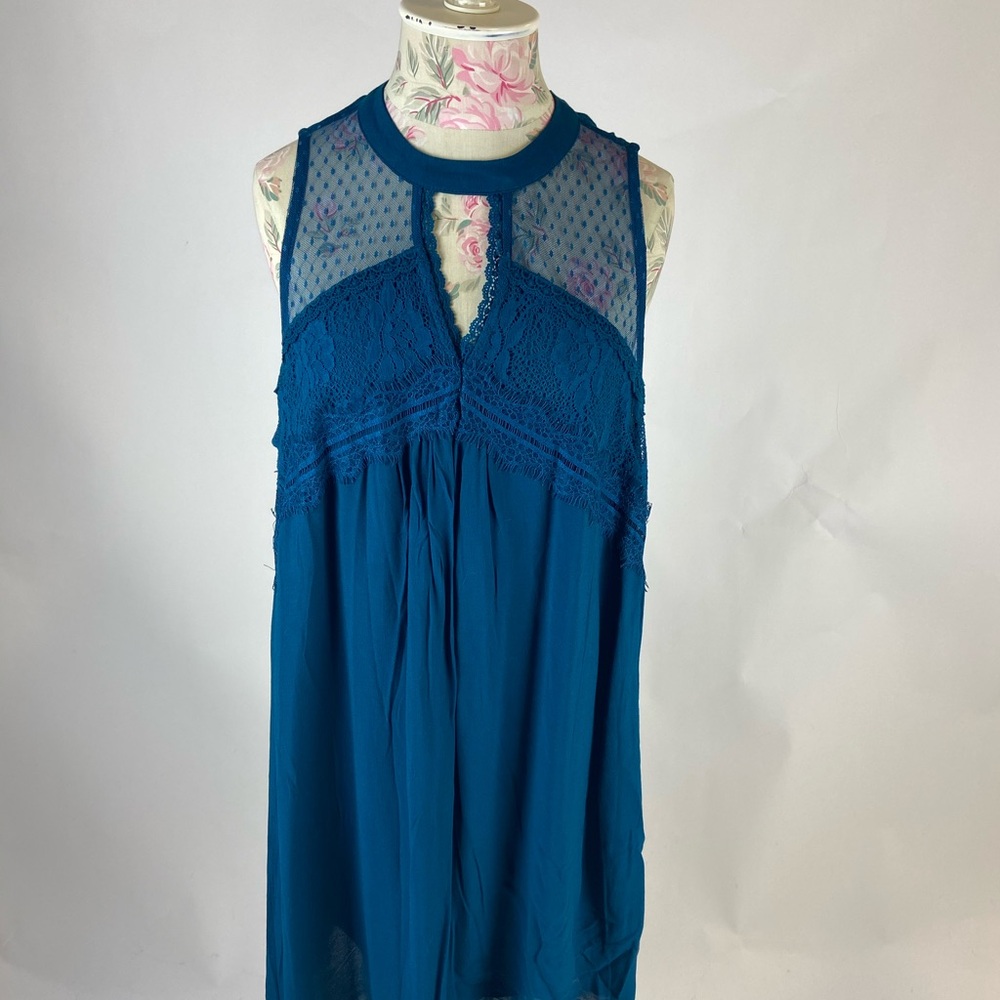 Teal Sleeveless Lace dress